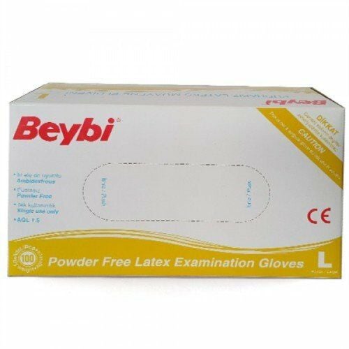 Beybi Latex Muayene Eldiveni Pudrasız Large 100 lü Paket