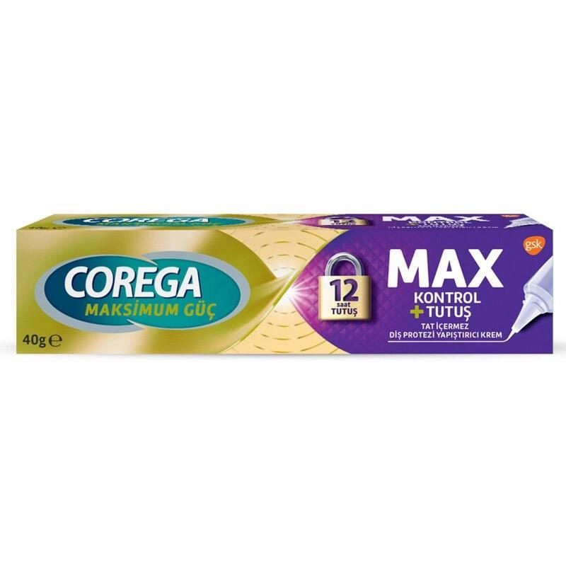 Corega Maksimum Güç Kontrol + Tutuş Diş Protezi Yapıştırıcı Krem 40 Gr