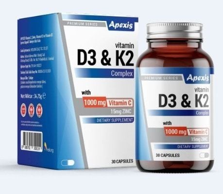 Apexis Vitamin D3 K2 Complex Vitamin C 1000 Mg 30 Kapsül